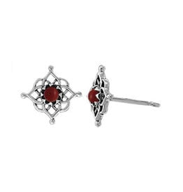 Boma FILIGREE SYNTHETIC RED CORAL STUD EARRING SILVER