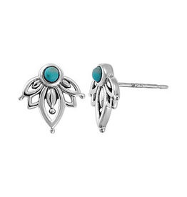 Boma FLOWER TURQUOISE STUD EARRINGS SILVER