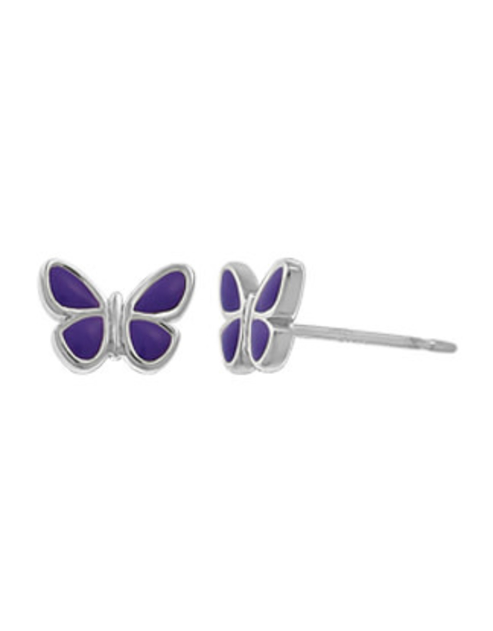 Boma BUTTERFLY PURPLE ENAMEL STUD EARRING SILVER