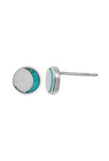 Boma CRESCENT TURQUOISE INLAY STUD EARRING SILVER