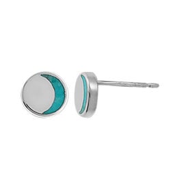 Boma CRESCENT TURQUOISE INLAY STUD EARRING SILVER