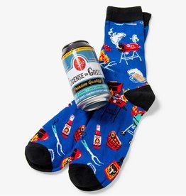 Little Blue House LICENCE TO GRILL MEN'S BEER CAN SOCKS