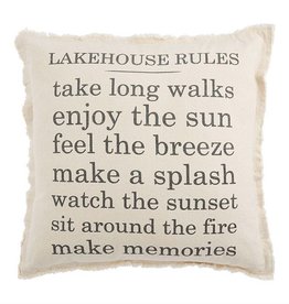 Mud Pie LAKE HOUSE RULES PILLOW