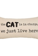 Mud Pie CHARGE CANVAS CAT PILLOW