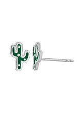 Boma CACTUS GREEN RESIN STUD EARRING SILVER