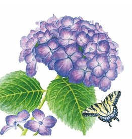 Paper Products Designs HYDRANGEA BUTTERFLY BEVERAGE NAPKIN