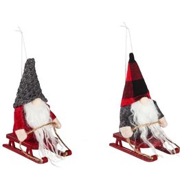 Evergreen GNOME ON SLED ORNAMENT 2A