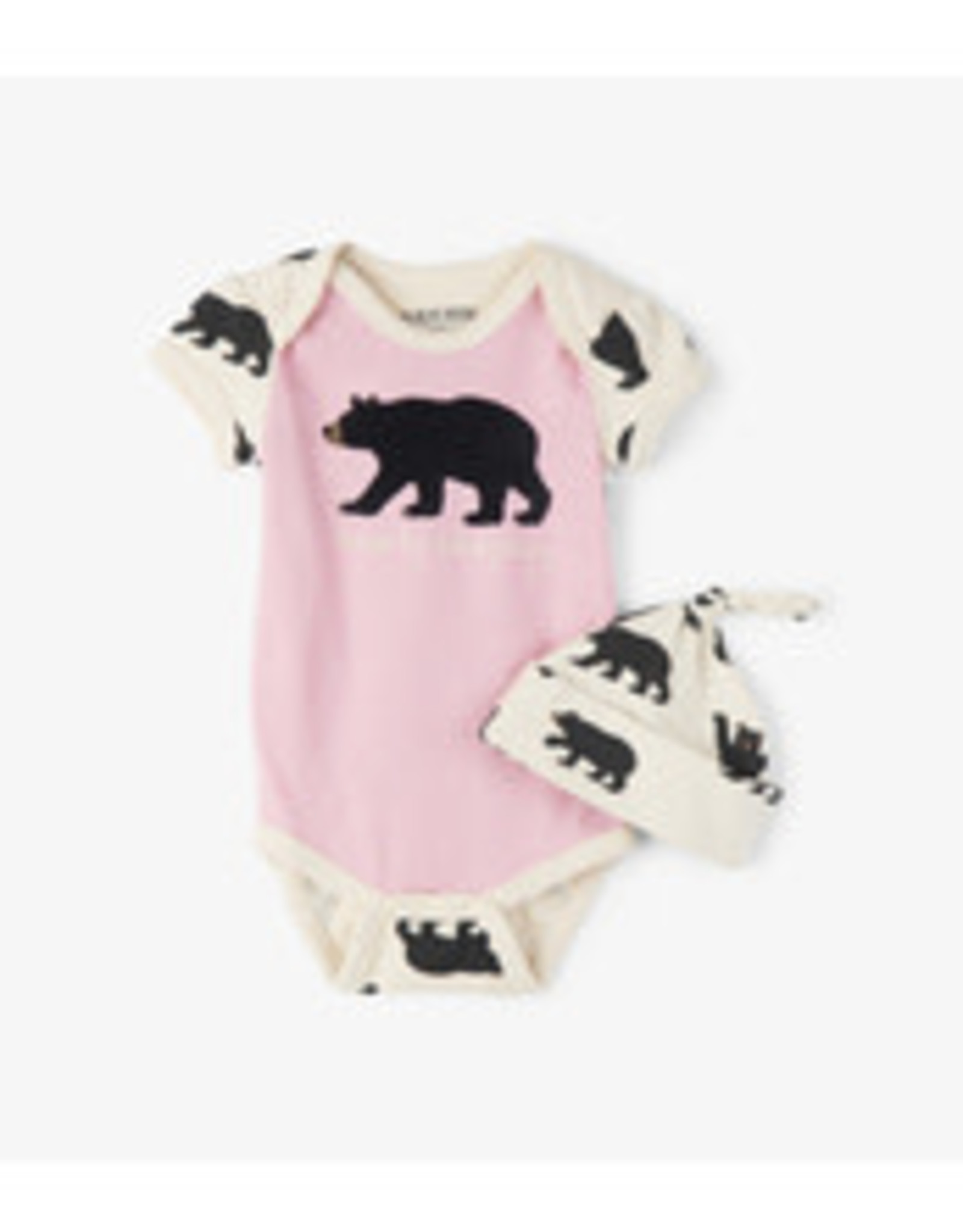Little Blue House BEARLY SLEEPING PINK BABY BODYSUIT AND HAT