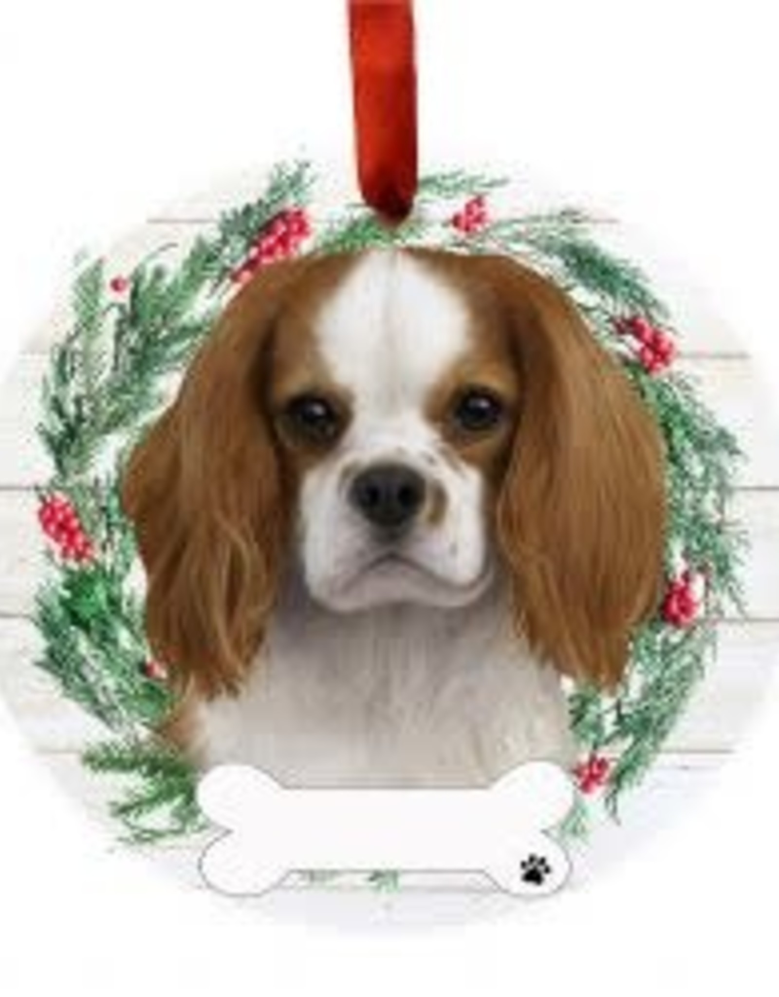 E and S KING CHARLES CAVALIER WREATH ORNAMENT