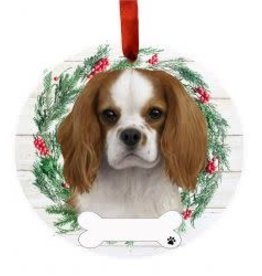 E and S KING CHARLES CAVALIER WREATH ORNAMENT