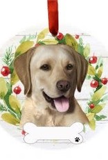 E and S LABRADOR YELLOW WREATH ORNAMENT