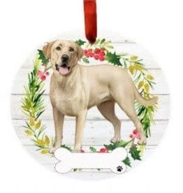 E and S LABRADOR YELLOW BODY WREATH ORNAMENT