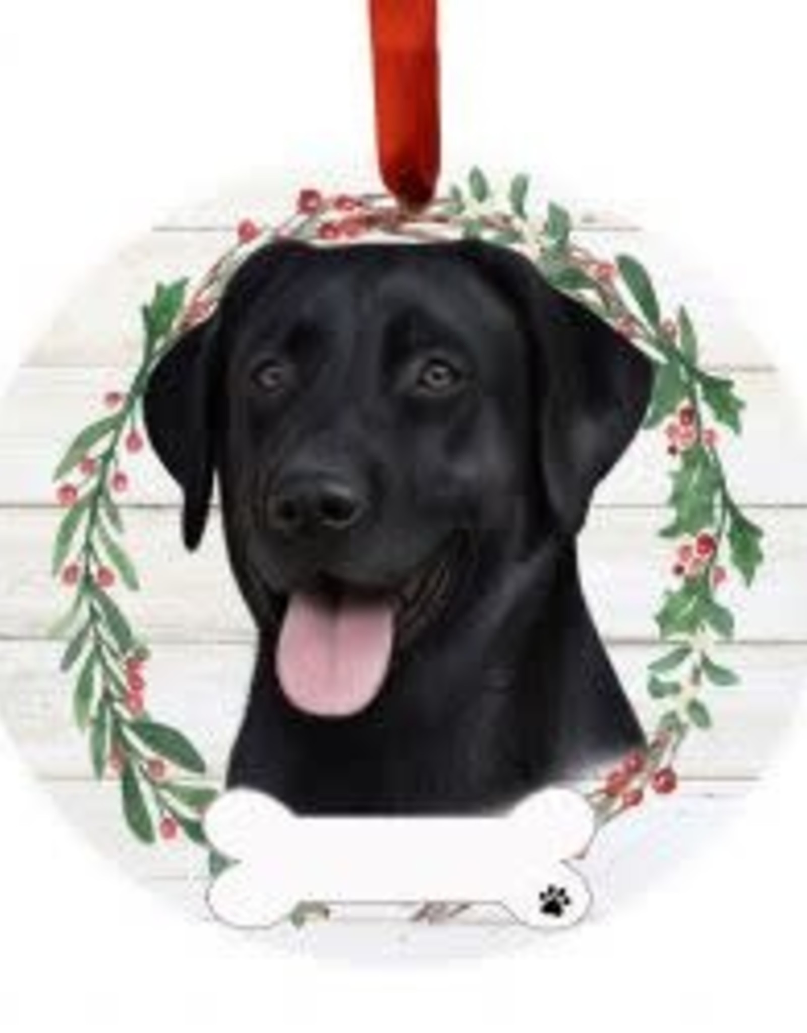 E and S LABRADOR BLACK WREATH ORNAMENT