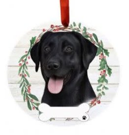 E and S LABRADOR BLACK WREATH ORNAMENT