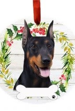 E and S DOBERMAN WREATH ORNAMENT