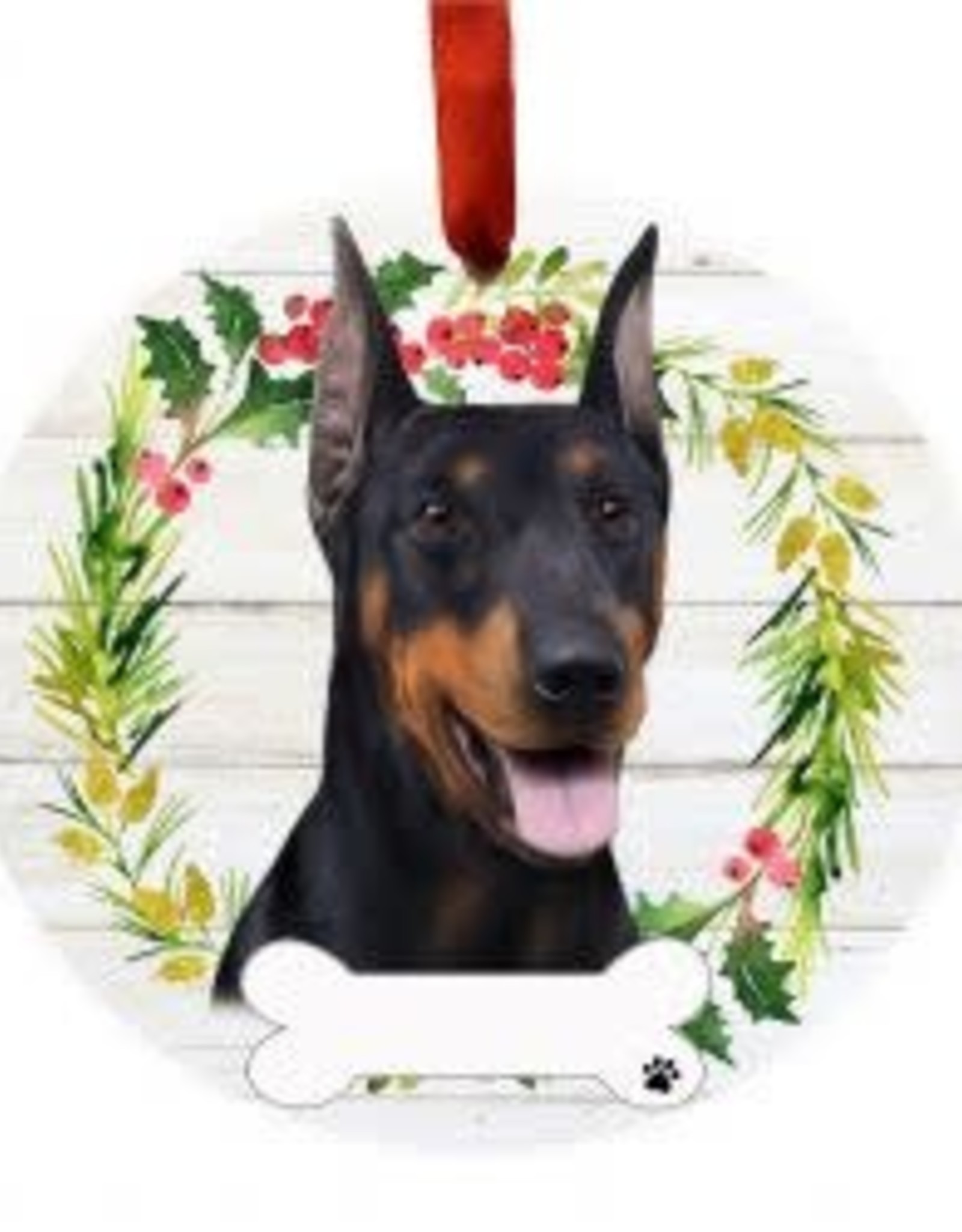 E and S DOBERMAN WREATH ORNAMENT