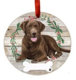 E and S LABRADOR CHOCOLATE BODY WREATH ORNAMENT