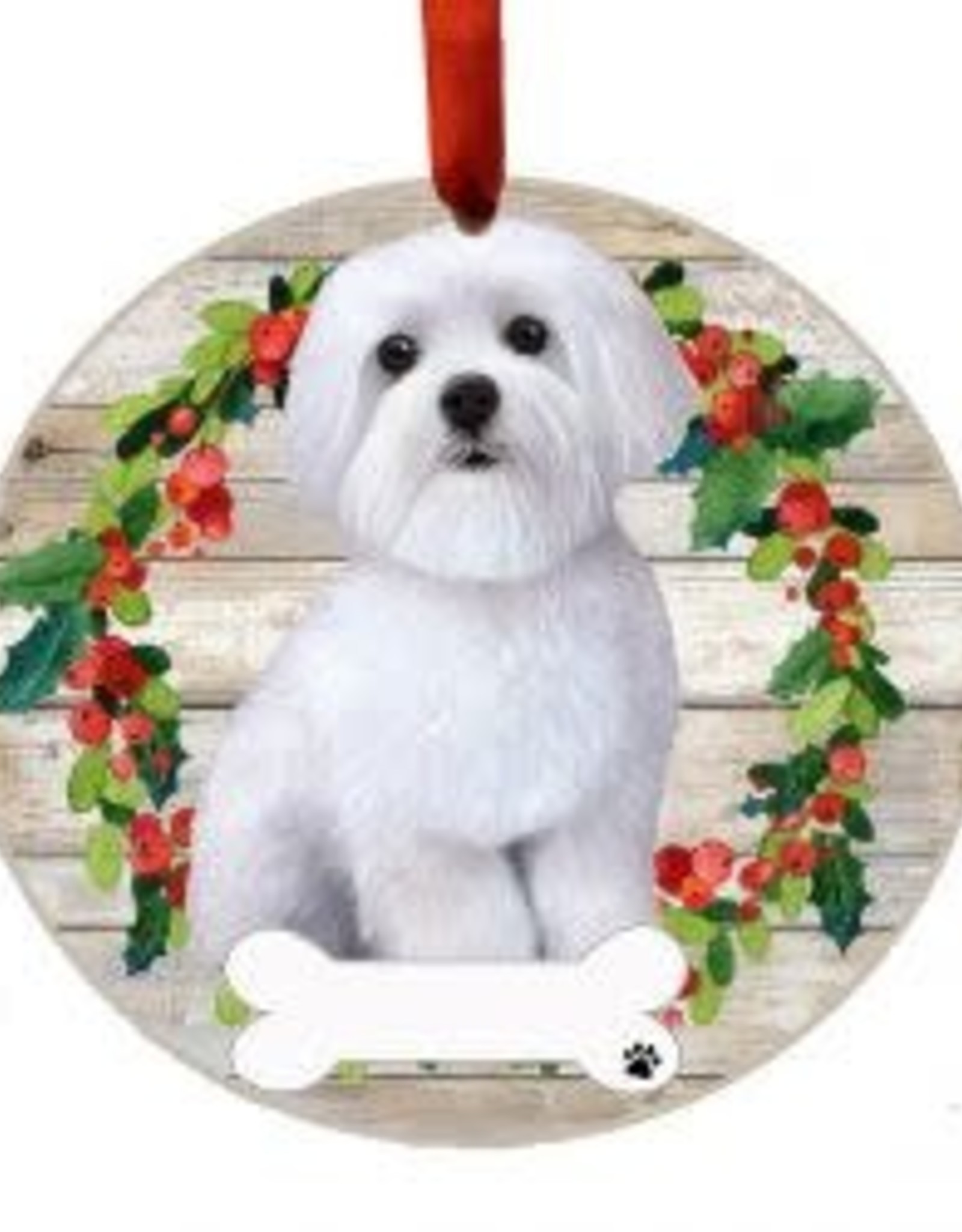 E and S MALTESE BODY WREATH ORNAMENT