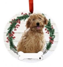 E and S GOLDENDOODLE, RUST WREATH ORNAMENT