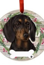 E and S DACHSHUND BLACK WREATH ORNAMENT