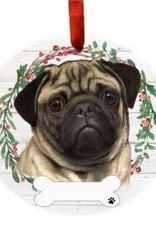 E and S PUG WREATH ORNAMENT