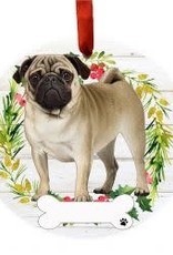 E and S PUG BODY WREATH ORNAMENT