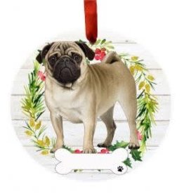 E and S PUG BODY WREATH ORNAMENT