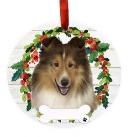 E and S SHELTIE WREATH ORNAMENT