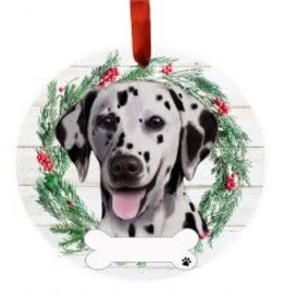 E and S DALMATIAN WREATH ORNAMENT