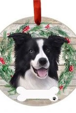 E and S BORDER COLLIE WREATH ORNAMENT