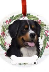 E and S BERNESE MOUNTAIN DOG WREATH ORNAMENT