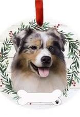 E and S AUSTRALIAN SHEPHERD WREATH ORNAMENT