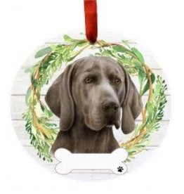 E and S WEIMARANER WREATH ORNAMENT