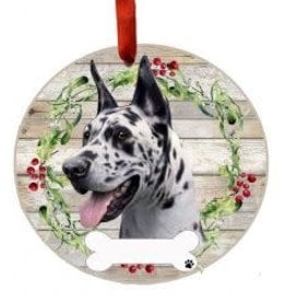 E and S GREAT DANE HARLEQUIN BODY WREATH ORNAMENT