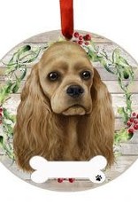 E and S COCKER SPANIEL BUFF WREATH ORNAMENT