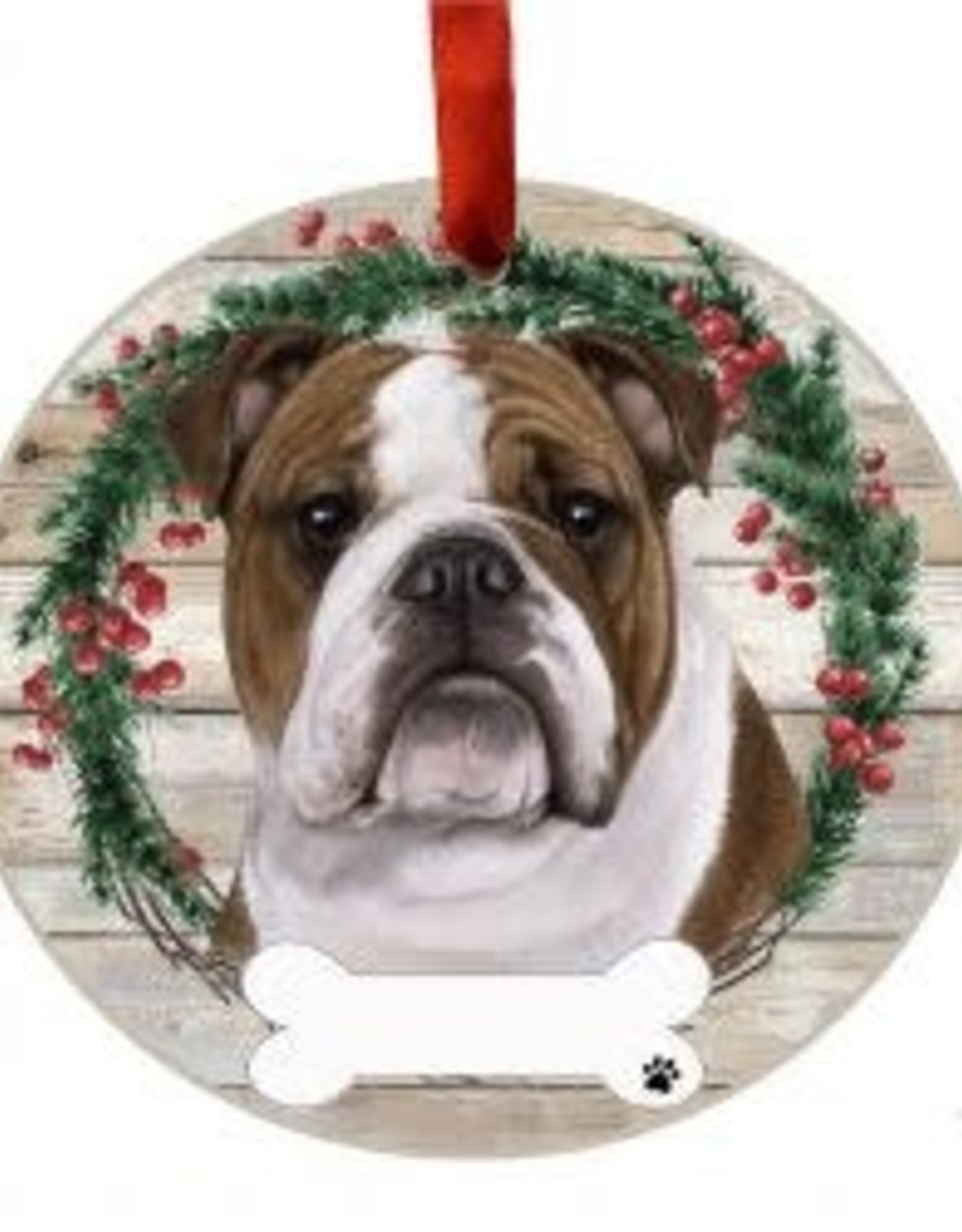 E and S BULLDOG WREATH ORNAMENT