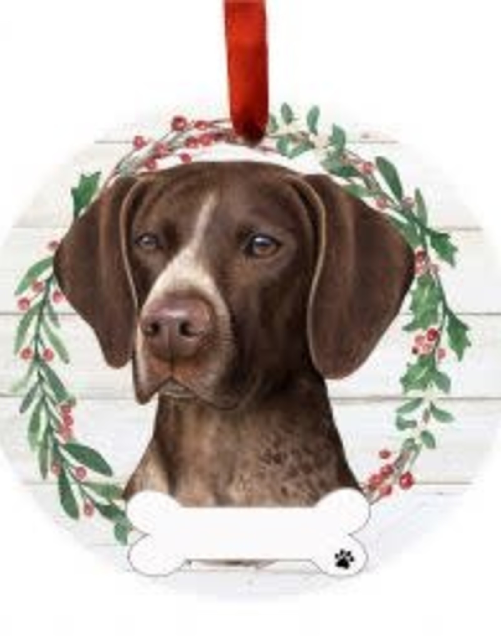 E and S GERMAN SHORTHAIRED POINTER WREATH ORNAMENT
