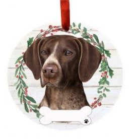 E and S GERMAN SHORTHAIRED POINTER WREATH ORNAMENT