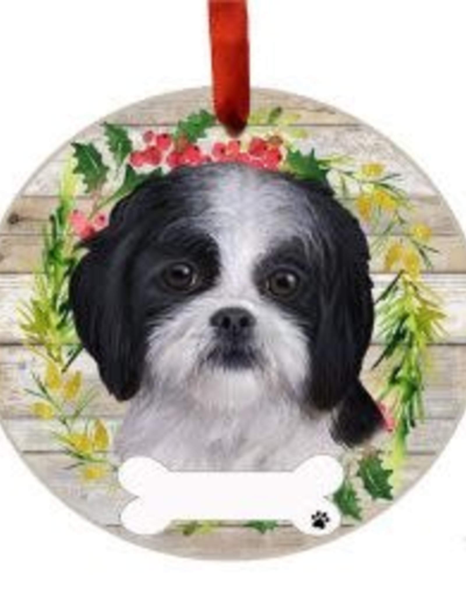 E and S SHIH TZU, BLACK WREATH ORNAMENT