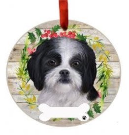 E and S SHIH TZU, BLACK WREATH ORNAMENT