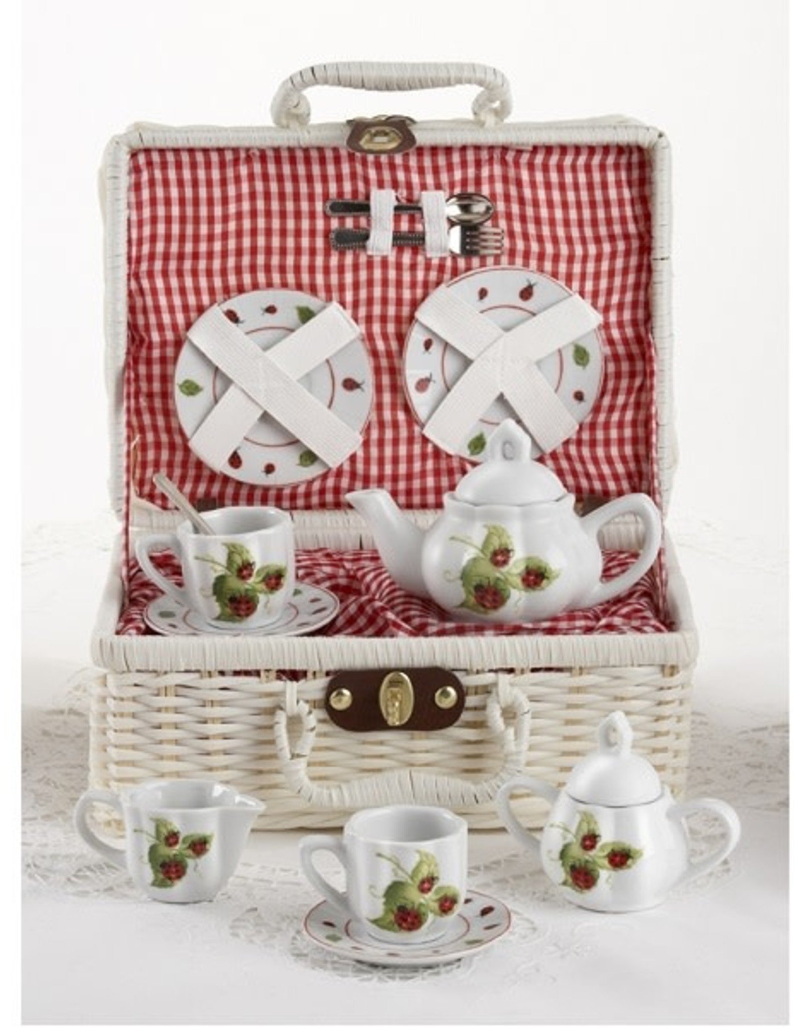 Delton/// LADY BUG BASKET PORCELAIN TEA SET