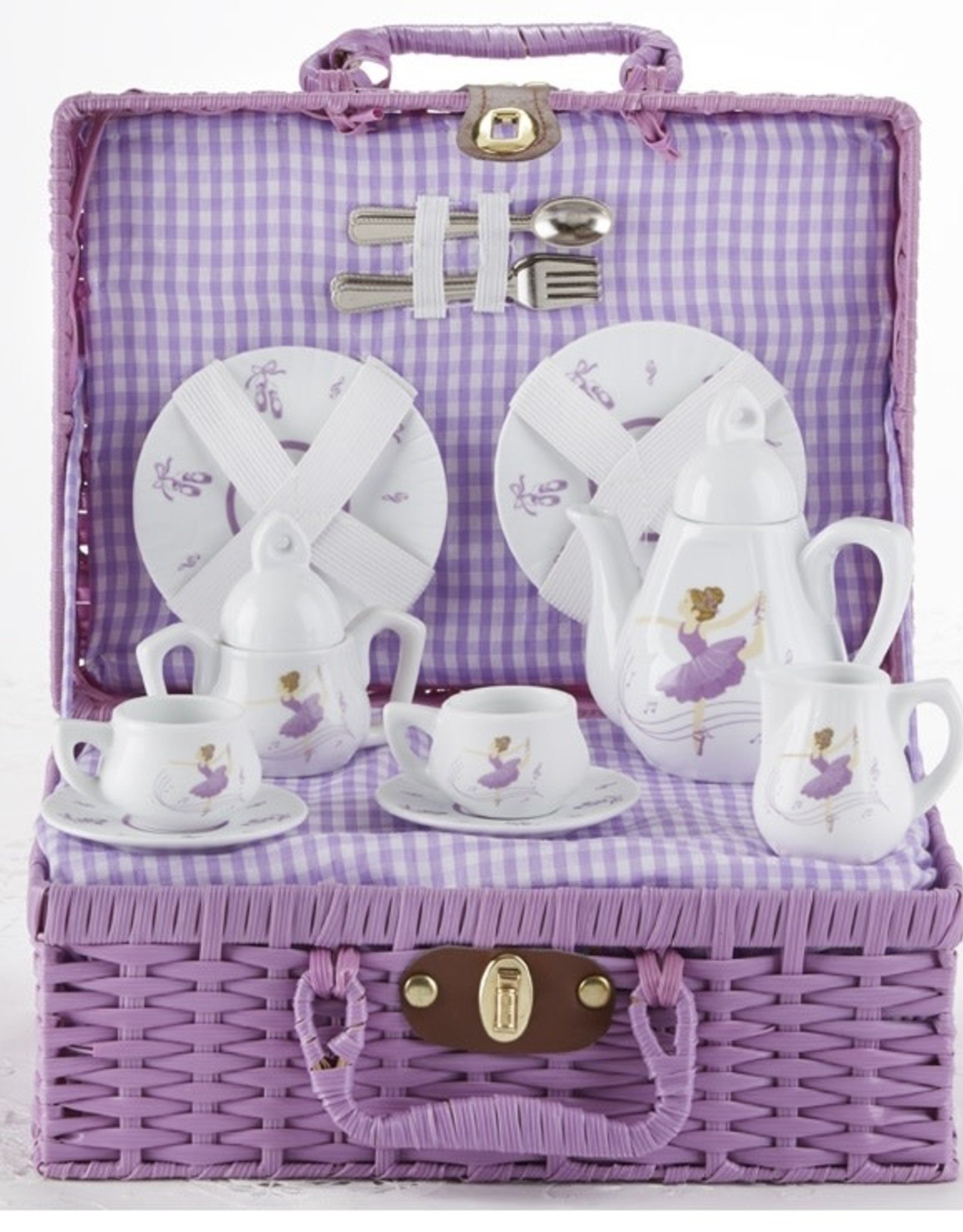 Delton PURPLE DANCER BASKET PORCELAIN TEA SET