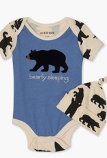 Little Blue House BEARLY SLEEPING BLUE BABY BODYSUIT AND HAT