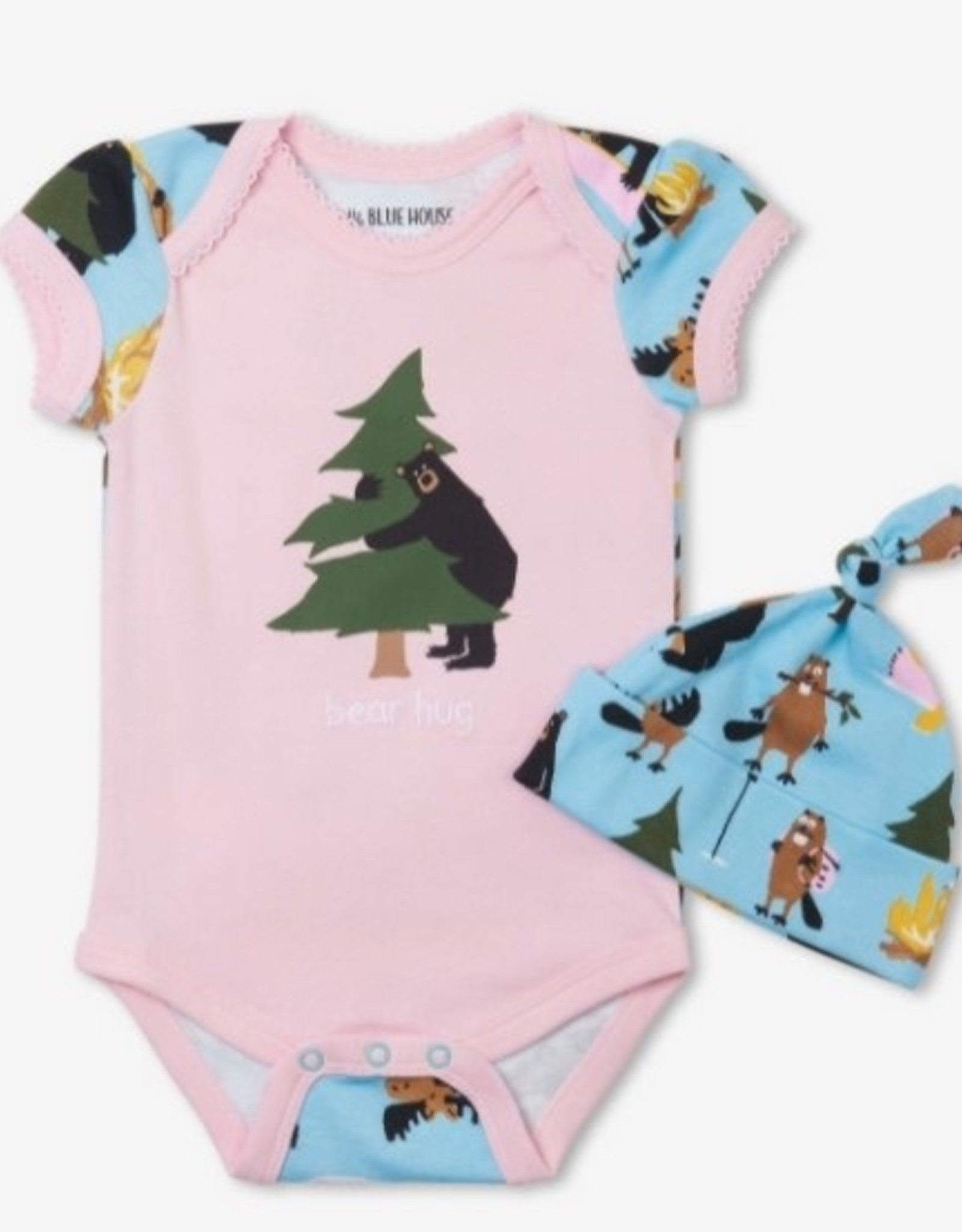 Little Blue House BEAR HUG BABY BODYSUIT AND HAT