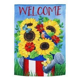 Evergreen STARS STRIPES WATERING CAN GARDEN FLAG
