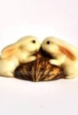 Top Land Trading RABBITS KISSING ON WALNUT