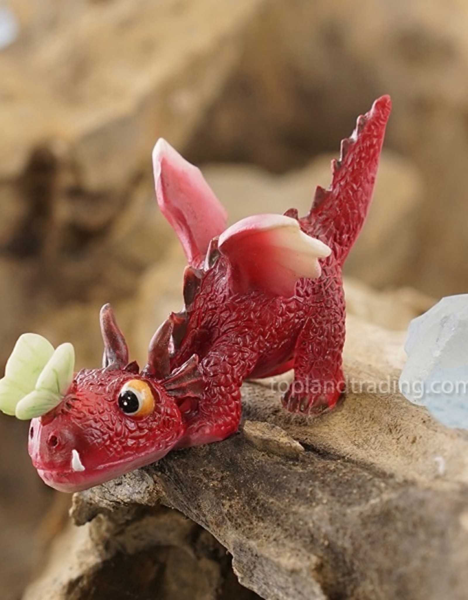 Top Land Trading MINI RED DRAGON PLAYING WITH BUTTERFLY