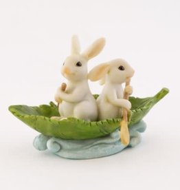 Top Land Trading TWO BUNNIES ROWING LEAF BOAT