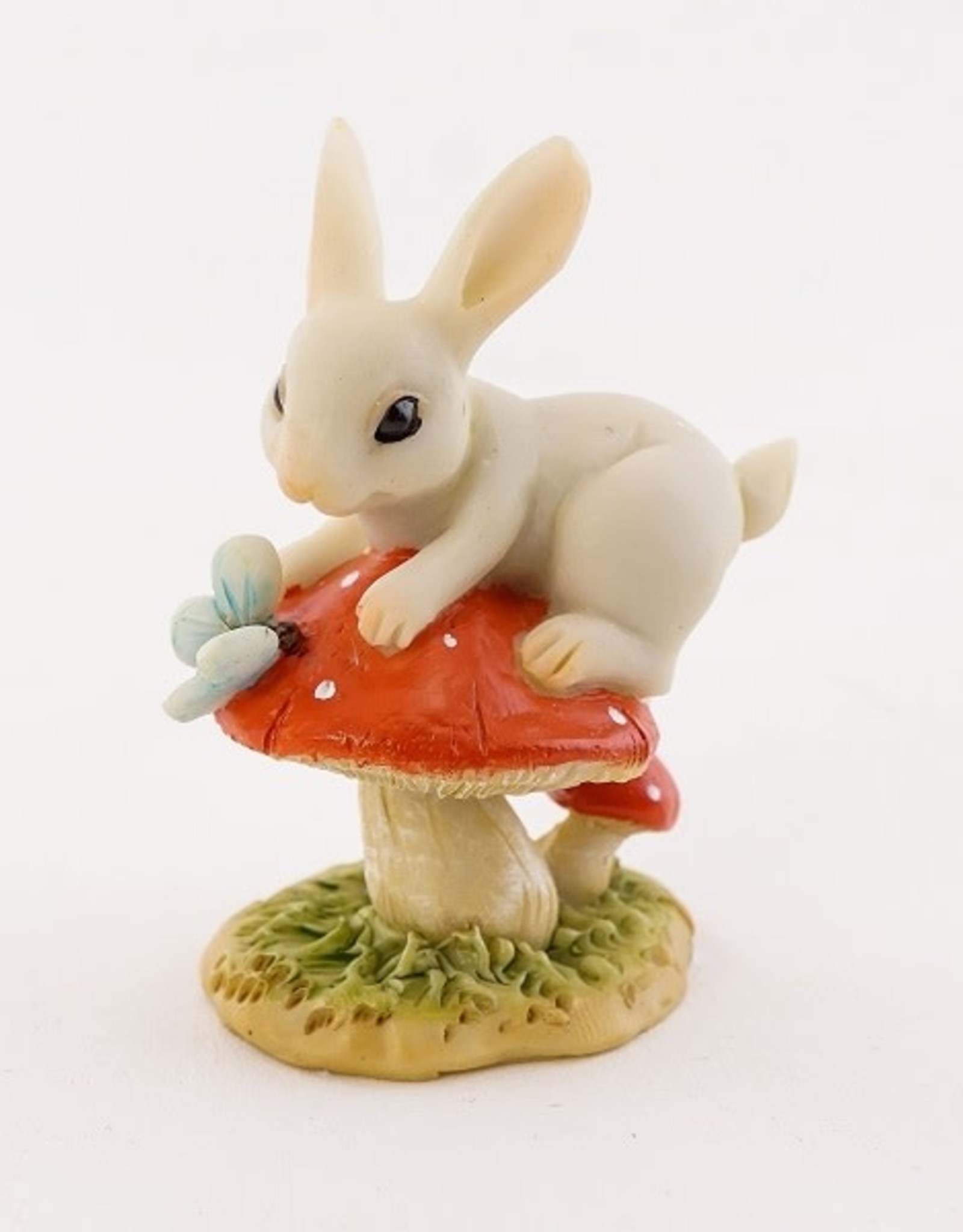 Top Land Trading BUNNY ON MUSHROOM W/ BUTTERFLY
