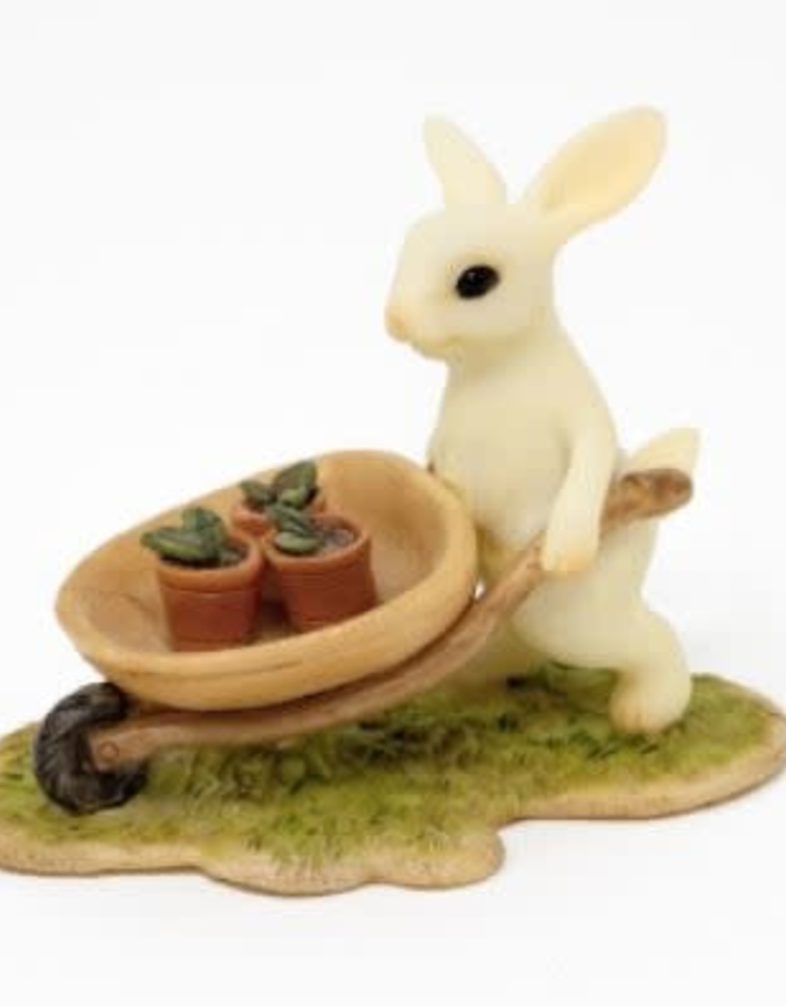 Top Land Trading BUNNY GARDENER PUSHING WHEELBARROW